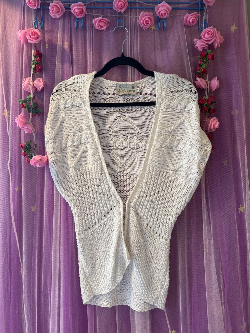 Celtic crochet short sleeve cardigan vest